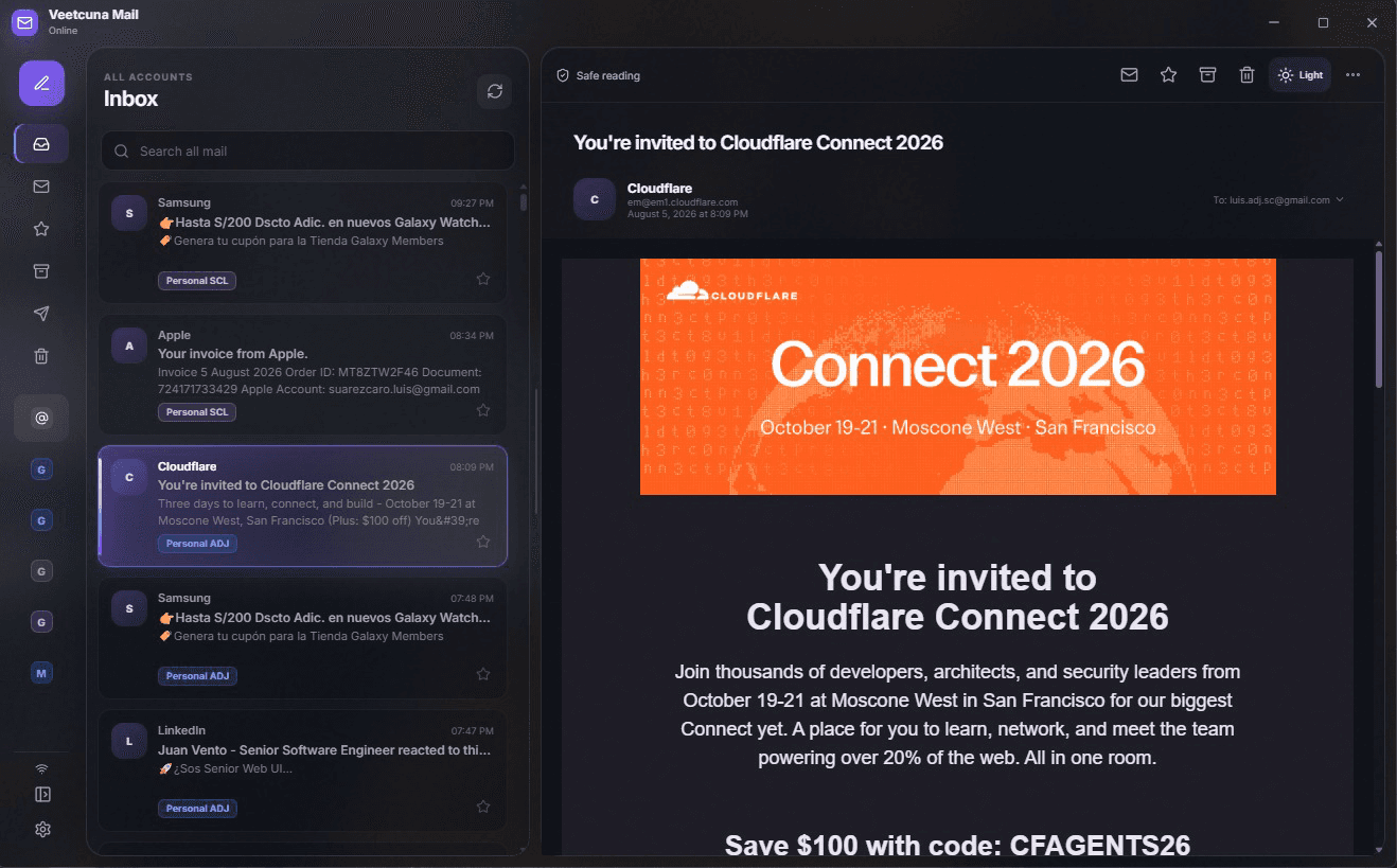 Captura de Veetcuna Mail